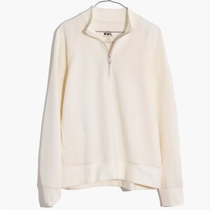 Madewell MWL Betterterry Zip-Front Mockneck Sweatshirt in Lighthouse- Size Small